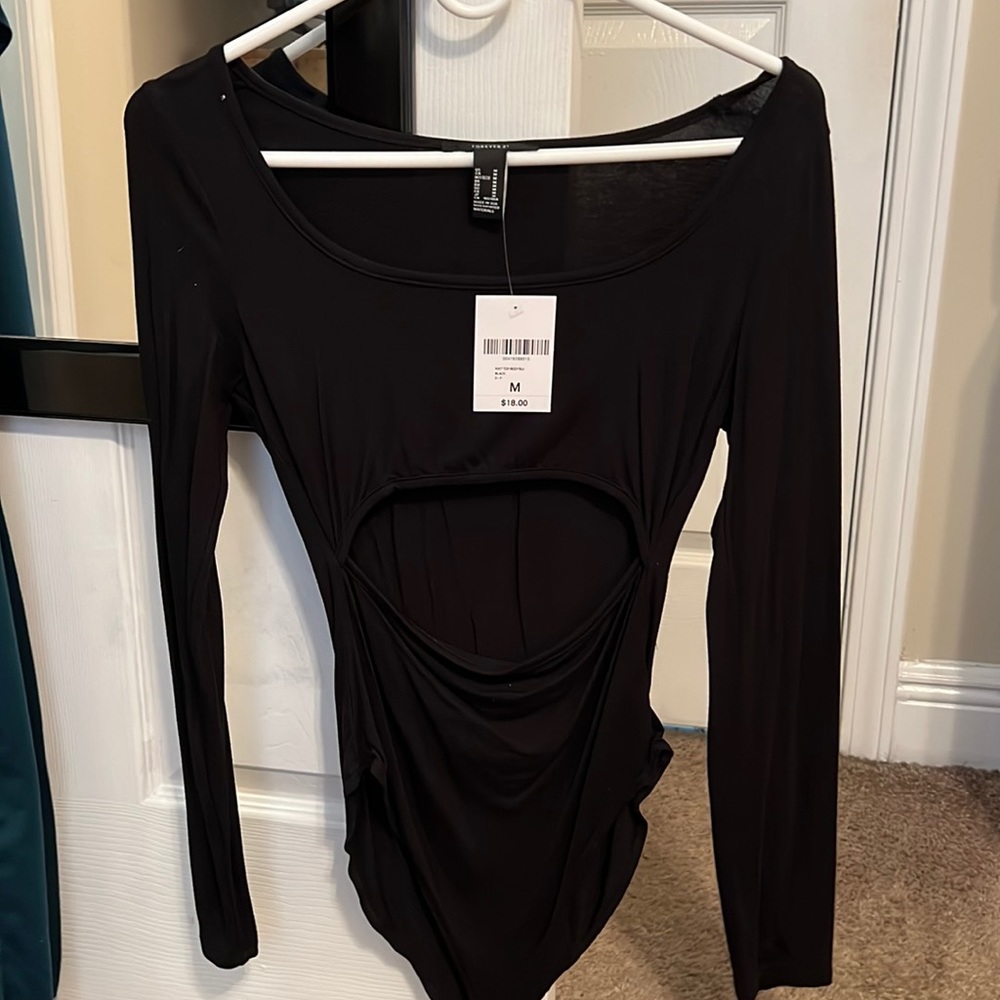 Forever 21 black cut out bodysuit never worn SIZE M